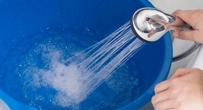 With hot water to increase soda penis