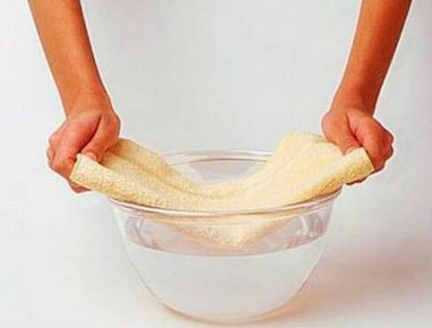 A moistened fabric in hot water
